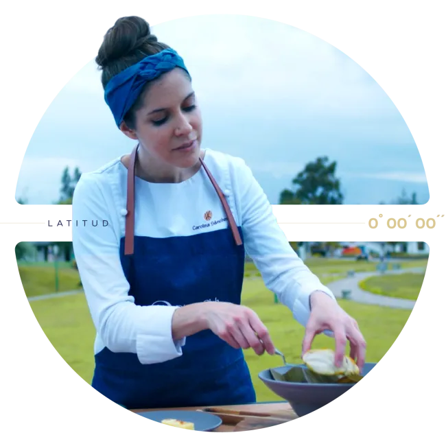 Carolina Sánchez emplatando comida asiática en la mitad del mundo