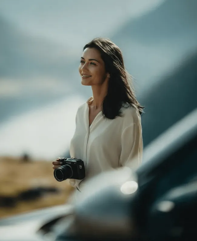 Mujer con cámara de fotos